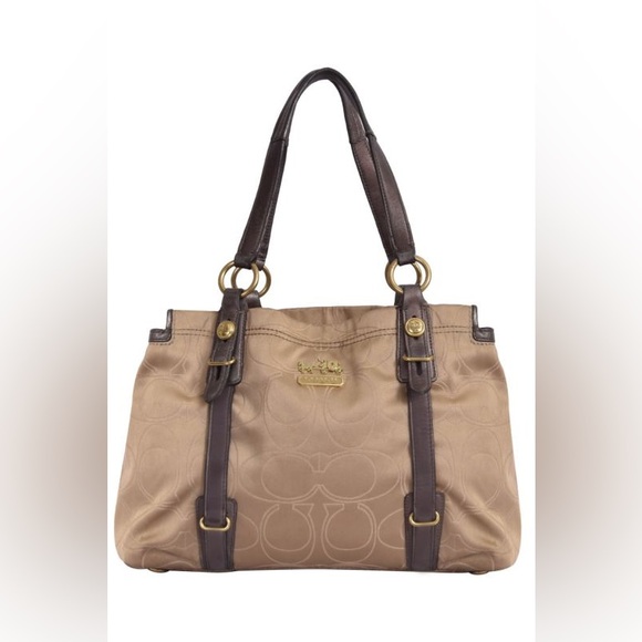 Coach Gold Monogram Leather Strap Brown Shoulder Bag & Wallet - Picture 14 of 14